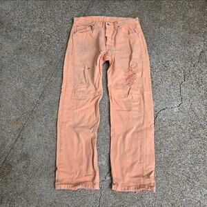 Vtg 90s LEVI'S 501xx Distressed Garment Dyed Denim Jeans Tagged 34 x 30 USA Made